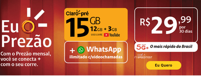 eSIM Claro Pre-Pago 5G Chip Virtual